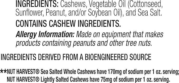 Nut Harvest Lightly Salted Cashews 24 Ounce Jar