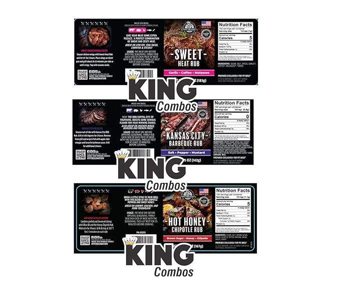 Pit Boss BBQ and Grill Seasoning with the exotic flavors + King Combo QR Code (Sweet Kansas City &amp Hot Honney (1 ea.))