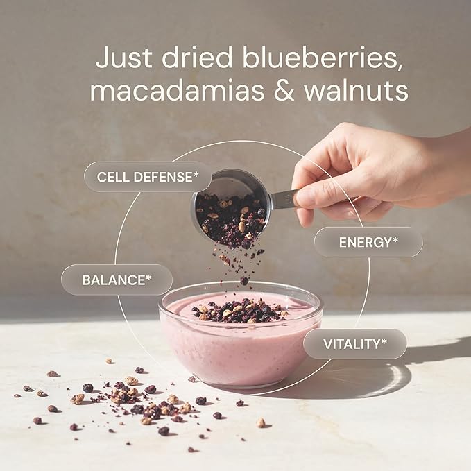 Blueprint Bryan Johnson Blueberry Nut Mix - Real Blueberries Roasted Macadamia Nuts and Walnuts - No Additives or Added Sugars - Keto and Paleo Friendly - 170mg Polyphenols (30 Servings)