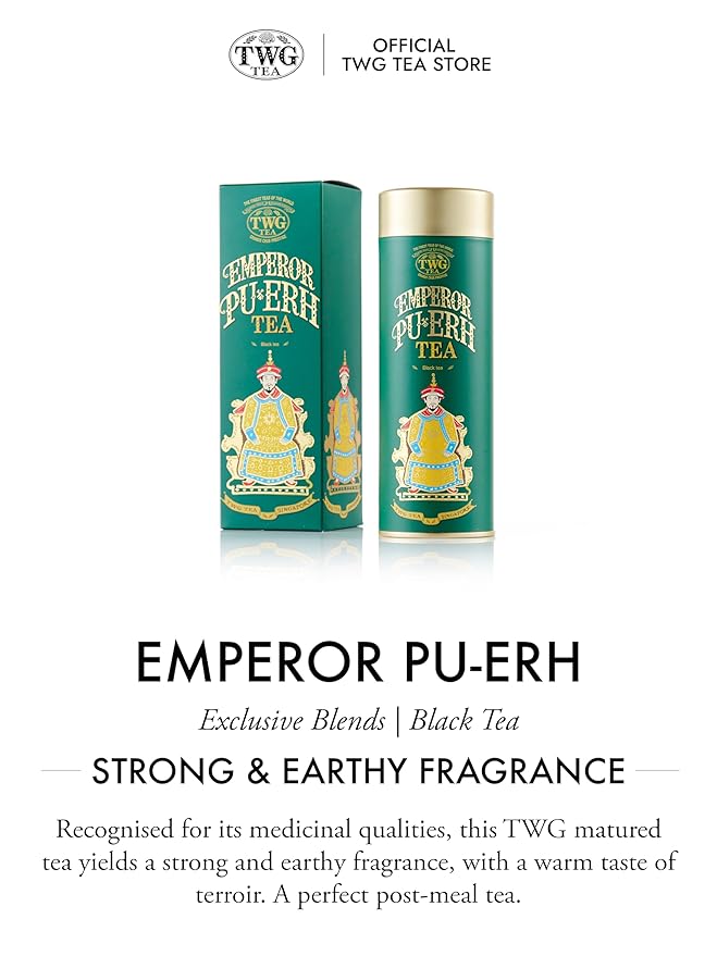 TWG Tea | Emperor Pu-Erh Tea | Black Tea | Strong &amp Earthy | Haute Couture Tin 100g | Gift Set