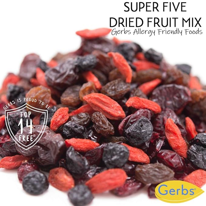 Gerbs Super 5 Dried Fruit Snack Mix 4 lbs. | Unsulphured No Artificial Additives Resealable Bag | Naturally Chewy &amp Fruit-Forward Blend | Top 14 Allergen-Free