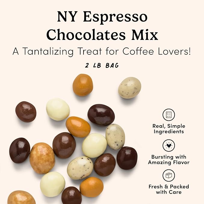 Nuts.com – NY Espresso Chocolates Mix– 2 Pound Bag Great Snack for Adults Good Source of Antioxidants &amp Caffeine – For Parties Office Holiday Gatherings &amp Home Snacking – Kosher Pareve