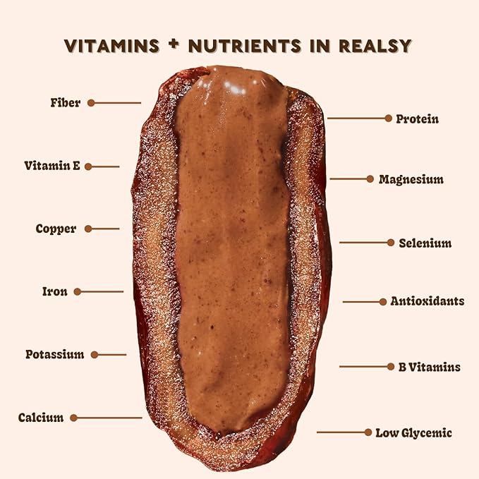 Realsy Stuffed Medjool Dates Organic Dates with No Sugar Added Gluten-Free Vegan All Natural Healthy Snack Single Wrapped (40 ct) (Chocolate Peanut Butter)