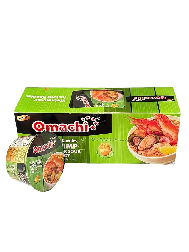 Asia Style Instant Noodles (2 CASE SET OMACHI SHRIMP SOUR AND HOT NOODLES)