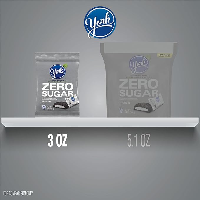 YORK Zero Sugar Chocolate Peppermint Patties Candy Bags 3 oz (12 Count)