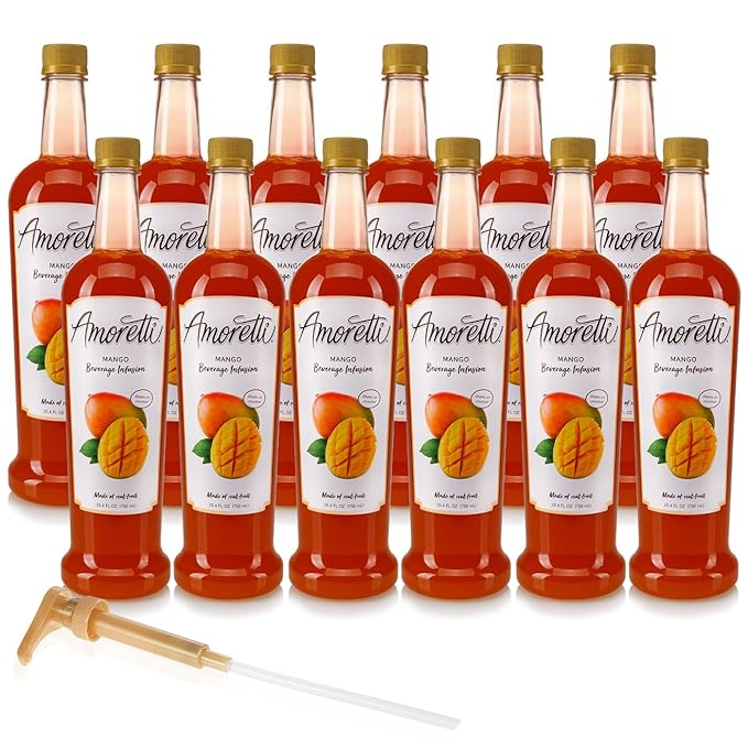 Amoretti - Mango Beverage Infusion - Drink Mix &amp Water Enhancer with Pump for Flavoring Cocktails Waters Teas and other Beverages Preservative Free