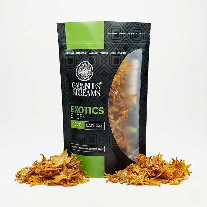 Garnishes &amp Dreams Dehydrated &amp Dried Star Fruit Slices (7oz) – Natural Carambola for Cocktails Mixology Baking &amp Desserts Edible Fruit Garnish No Sugar Added Healthy Snack