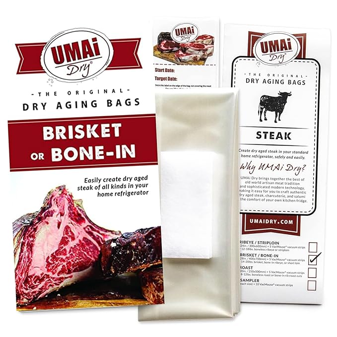 UMAi Dry Aging Bag for Steaks Pack of 3 Dry Age Bags for Meat Brisket or Bone-In up to 14-20 lbs Home Steak Ager Refrigerator Bags No Vacuum Sealer Needed Tender Aged Beef in 28-45 Days