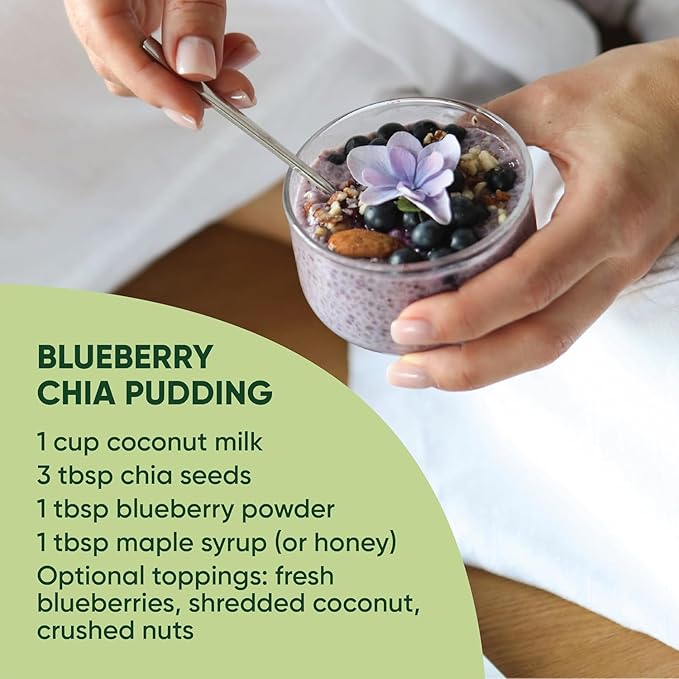 Wild Blueberry Powder Organic 5 Ounce Bag USDA Certified &amp Lab Tested - Freeze Dried Blueberries No Added Sugar Additives or Fillers - Antioxidant Superfood For Smoothies &amp Baking From Whole
