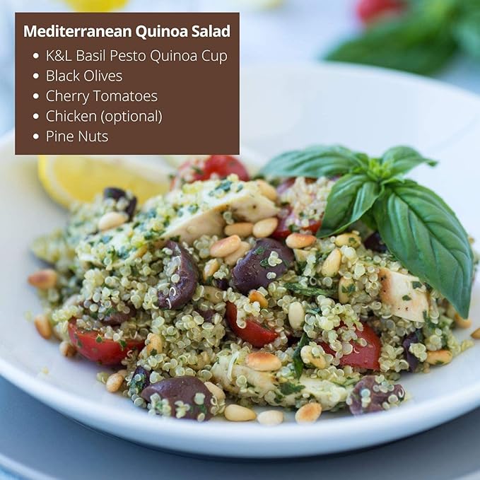 Kitchen &amp Love Basil Pesto Quinoa Quick Meal 6-Pack | Gluten-Free Ready-to-Eat No Refrigeration Required