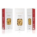 Eataly Ridged Favorites Pasta Bundle Pack- Antichi Fusilli Tortiglioni &amp Penne Rigate 3-500g (17 oz.) Boxes- 1 Each