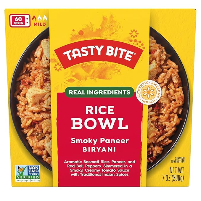 Tasty Bite Smoky Paneer Biryani Rice Bowl Ready to Eat Microwaveable Gluten Free 7 Ounce (Pack of 6)