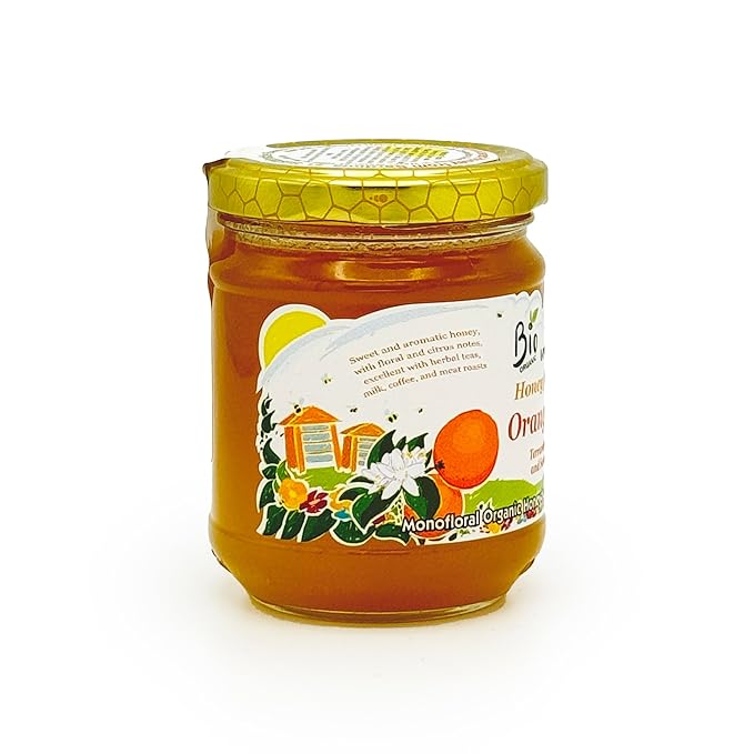 Orange Blossom Organic Raw Honey from Orange Tree Flowers Sweet and Aromatic Honey from Sardinia Italy - (250gr) 8.8 oz