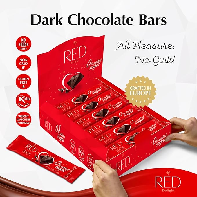 RED Delight®™ Dark Chocolate 12 Count Box of Grab N Go Travel Size Bars (0.92 Ounces Each) (3 Boxes - Total of 36 Bars)