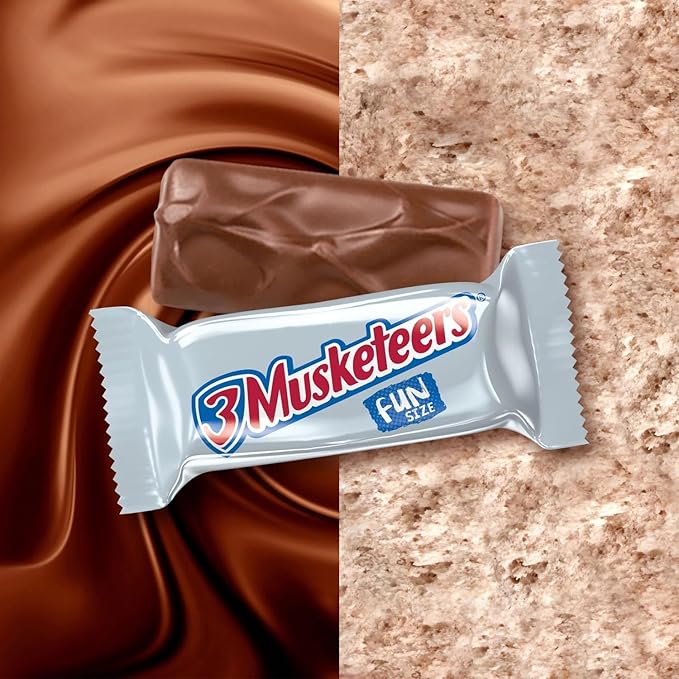 3 Musketeers Chocolate Candy Bars - Fun Size 3 Musketeers Candy Bars - Individually Wrapped Bulk 3 Musketeers Chocolate Bars - 3 Musketeers Milk Chocolate Bars - Bulk Candy Bag (Pack of 65)