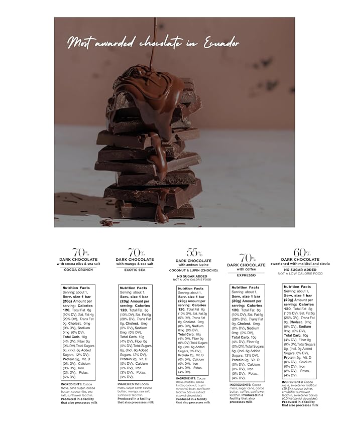 “Ecuadorian Dark Chocolate Variety Pack – Gourmet &amp Sugar-Free Mini Bars (10 x 20g) – Fine Aroma Cacao”