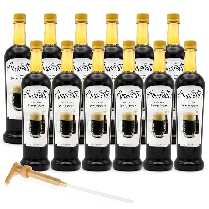 Amoretti - Root Beer Beverage Infusion - Drink Mix &amp Water Enhancer with Pump for Flavoring Cocktails Waters Teas and other Beverages Preservative Free