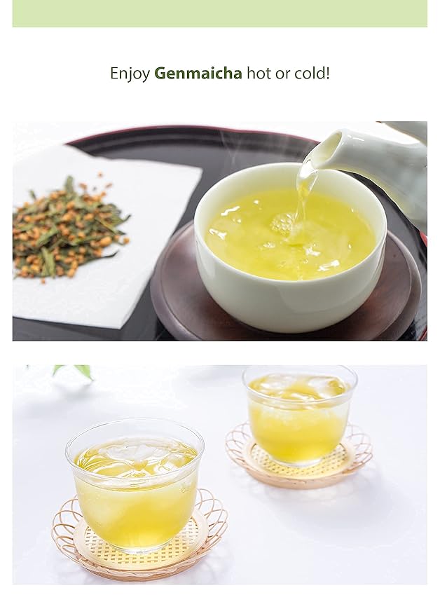 Kawashimaya Organic Genmaicha 35.27 oz (1000g) - Japanese Green Tea with Roasted Brown Rice Loose Leaf Made in Japan