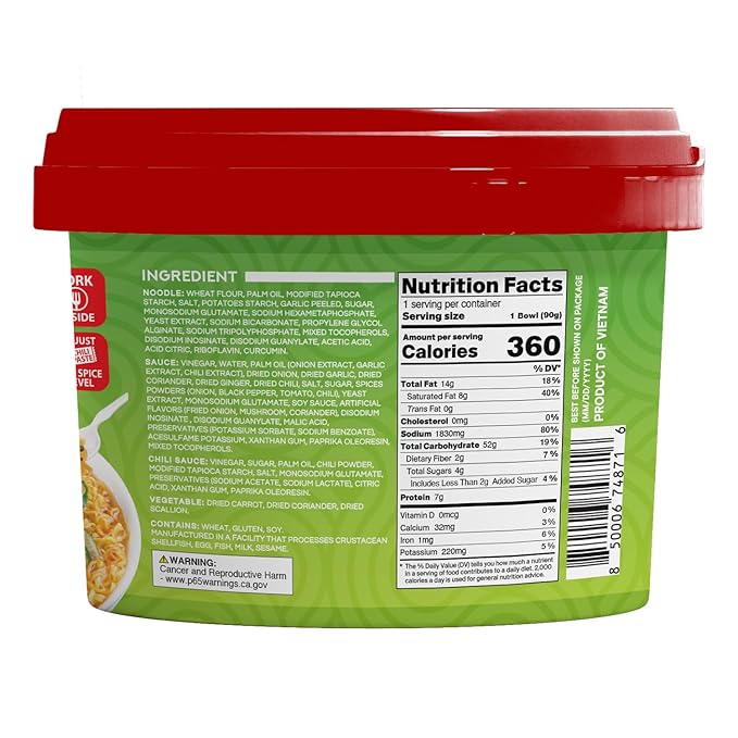Pocas Bowl Noodle Soup Vegetable 12-Pack – Microwavable Instant Noodles Bowl 3.17 Oz Ea