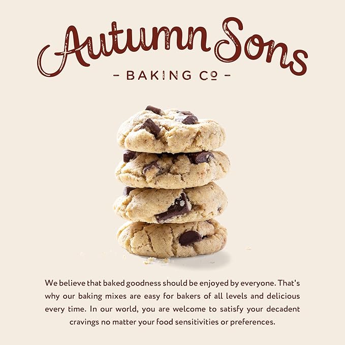 Autumn Sons Baking Co. Gluten Free Chocolate Chunk Cookie Mix. Vegan Plant Based Baking Mix. Top 9 Allergen Free. Dairy Free Nut Free Soy Free Non GMO 9.3 oz (Pack of 3)