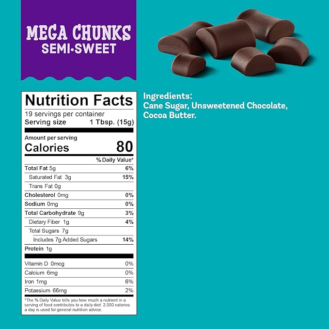 Enjoy Life Semi-Sweet Mega Chunks Baking Chocolate Chips Bundle Vegan Dairy Free Gluten Free Nut Free Kosher Soy Free Allergy Friendly 6 Bags (10 oz Each)