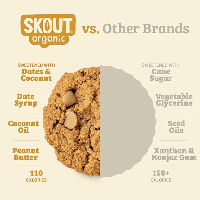 Skout Organic Peanut Butter Cookies (3 Pack) | Soft Baked Cookies | Plant-Based | Vegan | Gluten Dairy &amp Soy Free