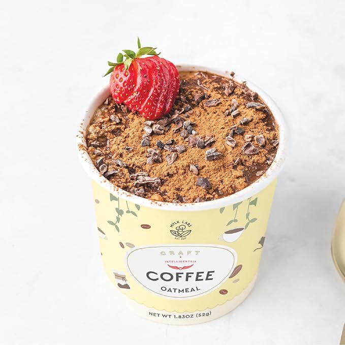 Mylk Labs Intelligentsia Coffee Oatmeal Cups Single-Serve Whole Grain Low Sugar High Fiber Breakfast Quick &amp Easy On the Go Instant Oatmeal Rolled Oats Gluten Free Vegan Nut Free 6 Pac