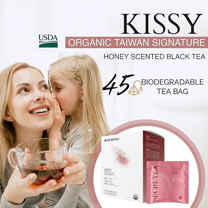 Organic TAIWAN Honey Scented Black tea bag | Sugar Free | Good for Cold brew Tea | Natural Antioxidants 45 Sachet Tea Bags | By T SECRETEA Kissy