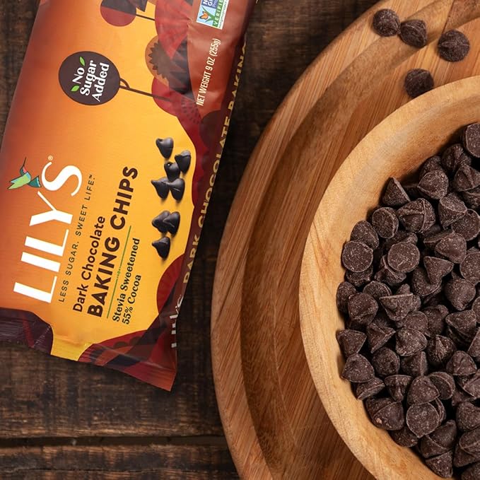 Sugar-Free Dark Chocolate Chips for Baking 2 Bags of Lily's Baking Chips 9oz Each Delicious Baking Chips Without the Sugar Perfect Dark Chocolate Chips for Keto and Diabetic-Friendly Recipes