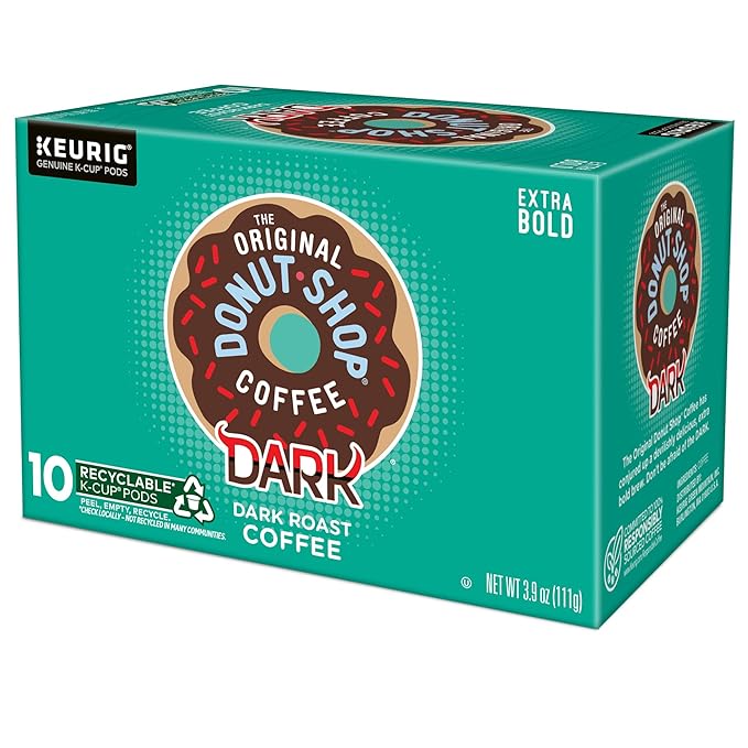 The Original Donut Shop Dark Keurig Single-Serve K-Cup Pods Dark Roast Coffee 60 Count (6 Packs of 10)