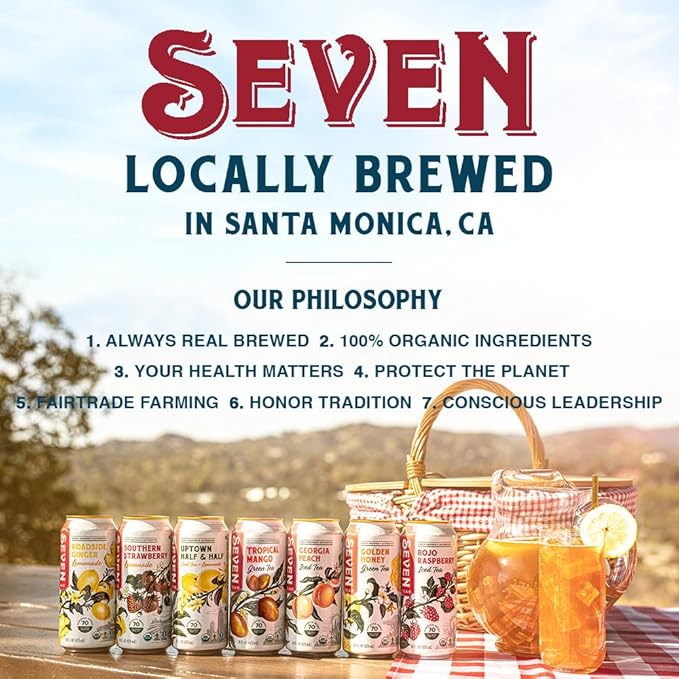 SevenTeas Tropical Mango Green Tea 16 OZ (Pack of 12 Cans) Organic Iced Tea