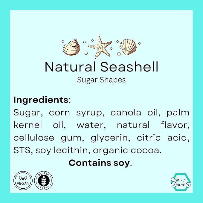 15 Dye Free Seashell Edible Cake Decorations Vegan Gluten-Free Edible Cake Toppers for Cupcakes Cookies &amp Desserts by Simply Sucré (15 Pieces (Gift Box) Natural)