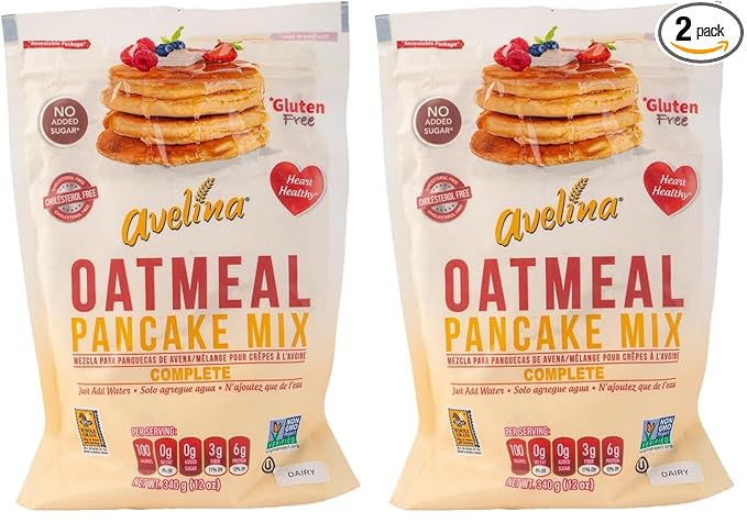 Avelina Oatmeal Pancake Mix - Gluten-Free Oat Flour - 12 oz (Pack of 2)