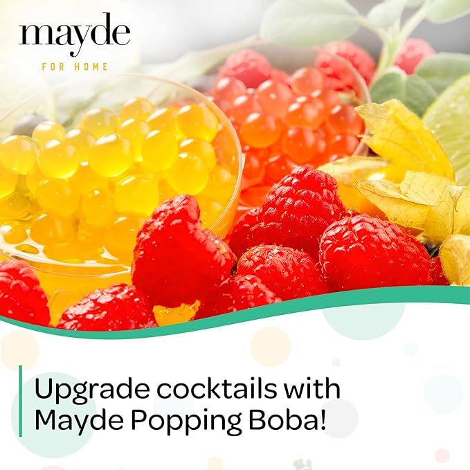 Mayde Popping Boba Pearls for Drinks Desserts &amp Breakfast Bowls (Yogurt Flavor 7 Pounds)