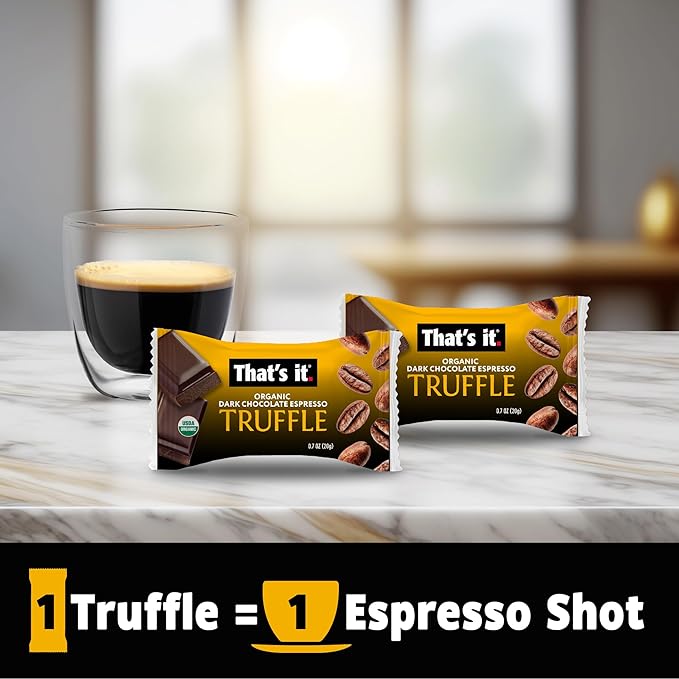 That’s it. Organic Dark Chocolate Espresso Truffles 18-Pack | 1 Truffle = 1 Espresso Shot | Vegan Gluten-Free Allergy-Friendly | Grab-and-Go Energy Snack