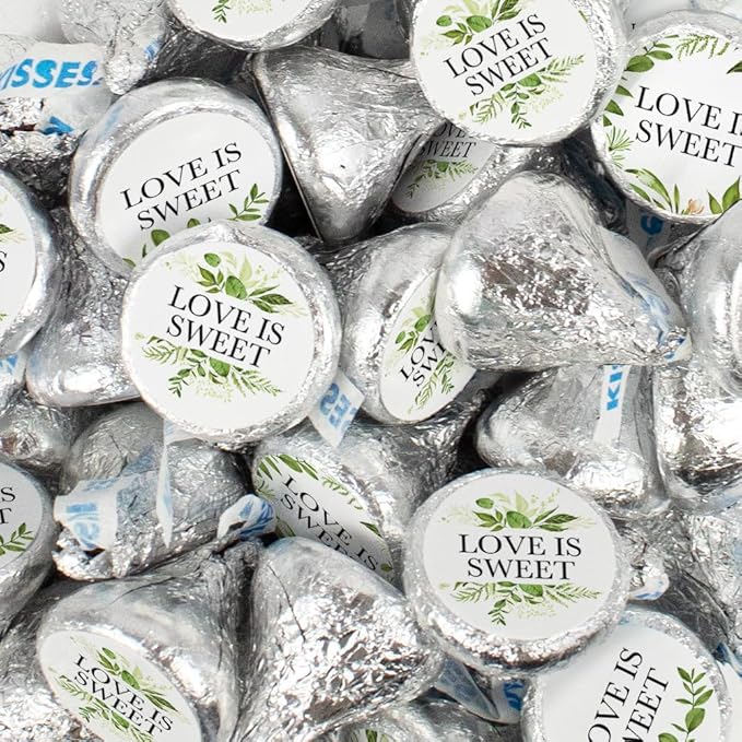 85 Pcs Wedding Candy Party Favor Kisses Chocolate (13.6oz) Botanical Love Is Sweet