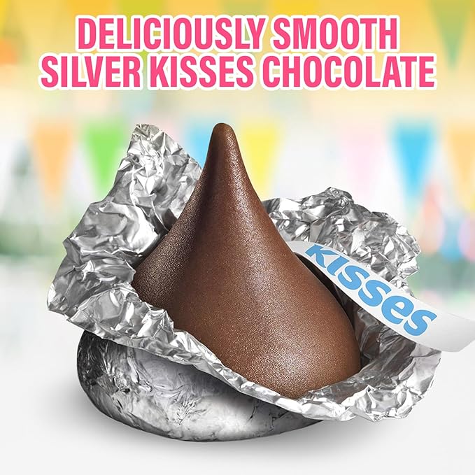 Bulk Milk Chocolate Kisses Candy 5 Pound Bag - 500 Individually Wrapped Silver Foil Chocolate Kisses for Parties Candy Buffets Holiday Baking Christmas Candy Bulk and Everyday Indulgence