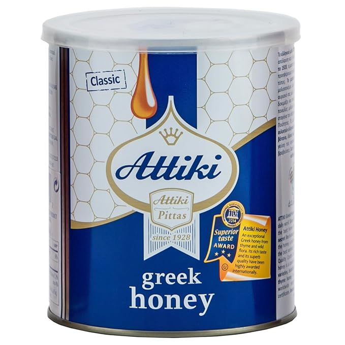 Attiki Pure Greek Honey with Thyme Wild Flowers and Herbs Perfect for Baking Cooking Lemonade and Tea 2.2lb (1000g) CAN