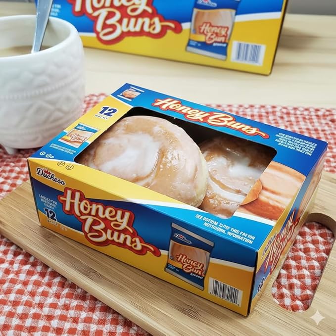 Honey Buns – 3oz Individually Wrapped Pastries (12 Count Box) | Sweet Glazed Snack Cakes | Soft Moist &amp Delicious Breakfast Treats or On-the-Go Snack.
