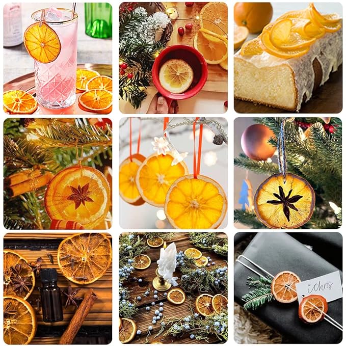JTEDZI Dried Orange Slices Dehydrated Orange Slices Dried Citrus Slices Dehydrated Fruit for Cocktails Garnish Home Decor No Sugar Added Fruit Tea (Orange Slices 17.63oz(500g))