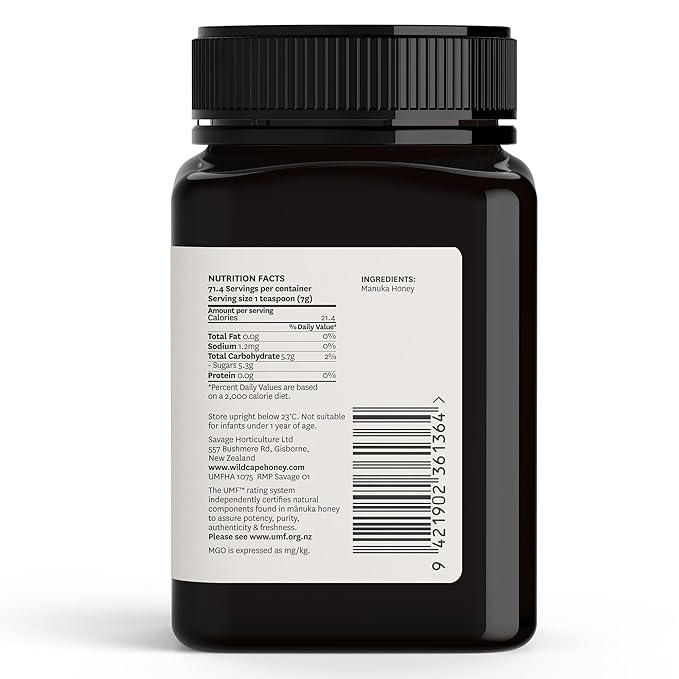 WildCape Manuka Honey Certified UMF 15+/MGO 514+ - 100% Pure Raw Unpasteurized Non-GMO Made in New Zealand - 17.6 oz (Pack of 1)