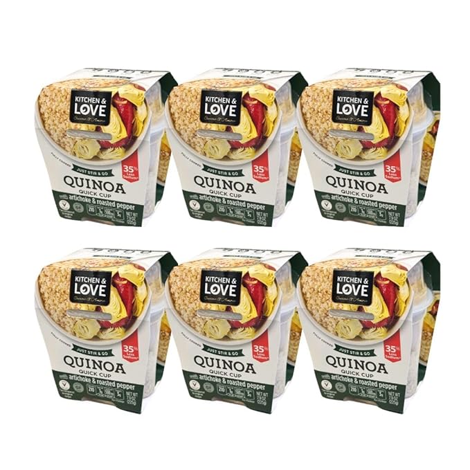 Kitchen &amp Love Artichoke &amp Roasted Peppers Quinoa Quick Meal 6-Pack | Vegan Gluten-Free Ready-to-Eat No Refrigeration Required