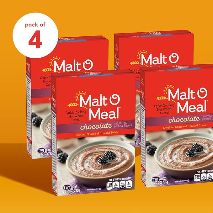 Chocolate Malt-O-Meal® Quick Cooking Hot Breakfast Cereal 28 Ounce Box (Pack of 4)