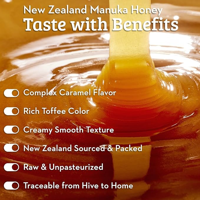 Wedderspoon Raw Manuka Honey 1100+ MGO 8.8 Oz Unpasteurized New Zealand Honey Non-GMO BPA-Free Jar Superfood &amp Natural Wellness Support