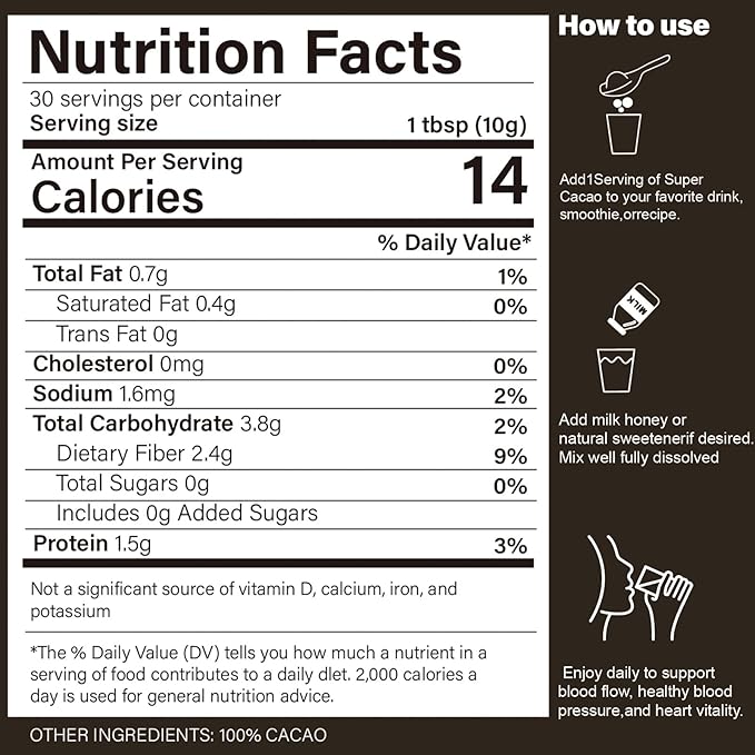 Maia Ceremonial Cacao Maia Cacao Powder Supplement with Flavanol Theobromine Magnesium &amp Flavonoids Blend Supports Circulation &amp Cardiovascular Health Balances Mood Boosts Energy Zero S