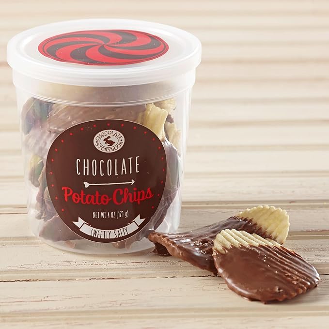 Milk Chocolate Covered Potato Chips Gift Tub - Snacking Sweet Savory Gifts for All Occassions