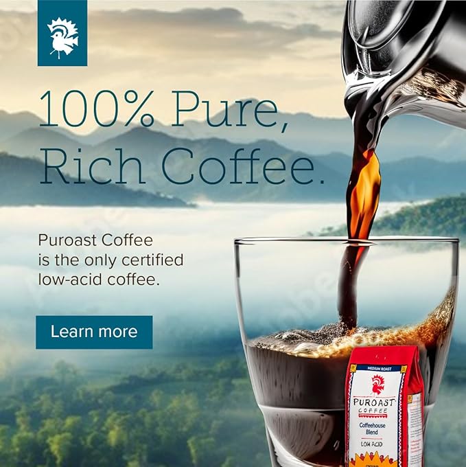 Puroast Low Acid Coffee Pods – House Blend Medium Roast French Roast Dark Roast &amp Vanilla Medium Roast – Single Serve Pods – Keurig Compatible – High Antioxidants – GERD Friendly – 3 Pack 12 Ct
