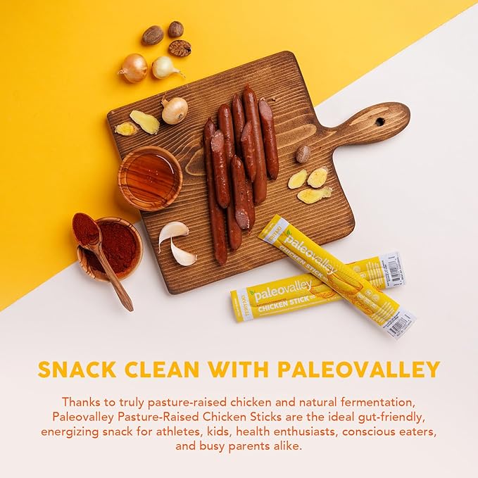 Paleovalley Pasture-Raised Chicken Sticks – 10 Pack – 7g Protein per Stick – Keto-Friendly Paleo Gluten-Free Nitrate-Free – On-the-Go Snack (10 Pack Teriyaki)