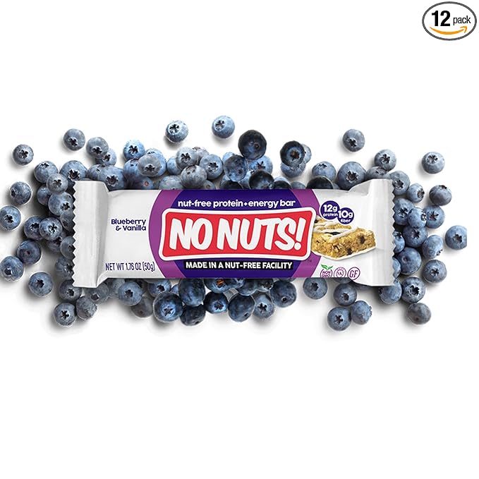 No Nuts! Blueberry &amp Vanilla Protein Bars – Nut-Free &amp School-Safe | 12g Plant Protein Vegan Gluten-Free Non-GMO Organic Kosher | 12 Count