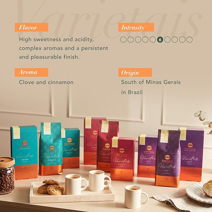 Roasted and Ground Acauã Coffee 8.8 oz – Notes of Clove and Cinnamon Medium-Light Roast Moderate Intensity – Ideal for Sophisticated Palates – Café Orfeu